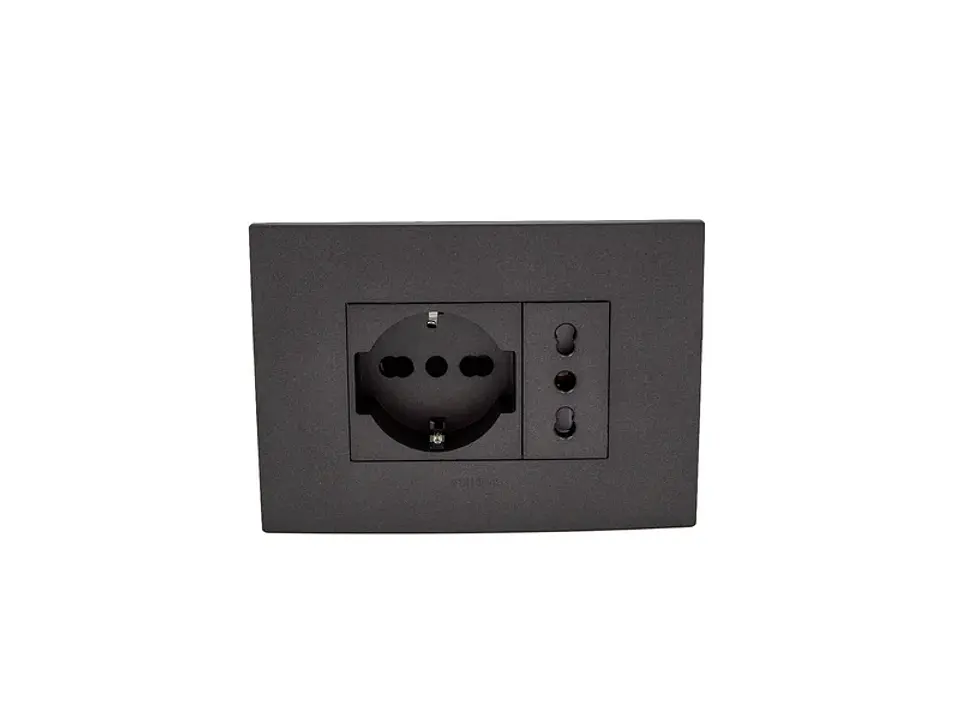 Enchufe schuko + enchufe simple bipaso 10/16A (grafito) 1