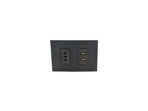 Enchufe simple 10A(1 Ud TZ1104) 250V + toma USB type A (grafito)