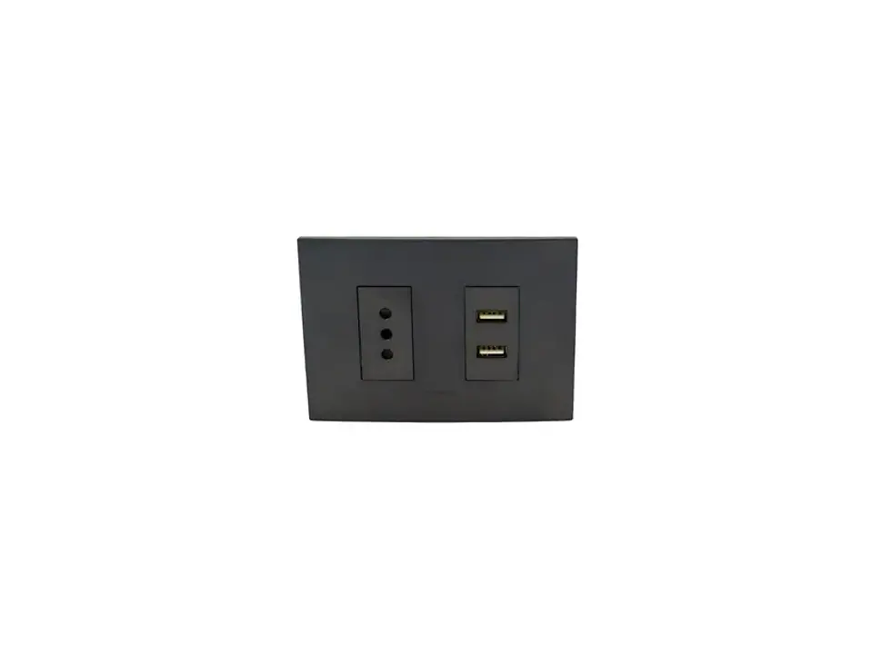 Enchufe simple 10A(1 Ud TZ1104) 250V + toma USB type A (grafito) 1
