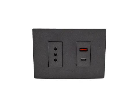 Enchufe simple + toma USB type A Y C (grafito)