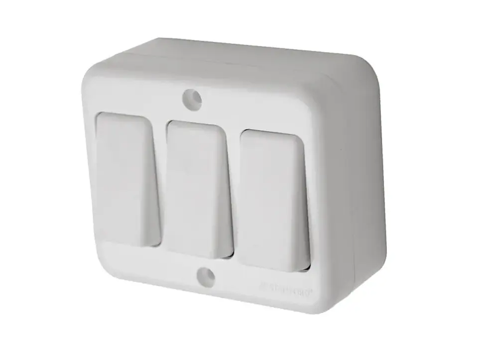 Interruptor sobrepuesto triple (9/32) 10A 250V 1