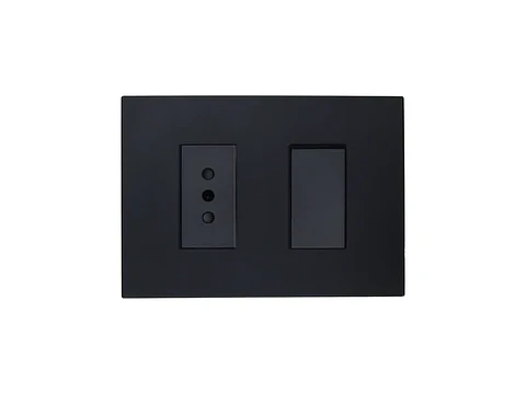 Interruptor simple (9/12) + enchufe simple 10A 250V (negro)