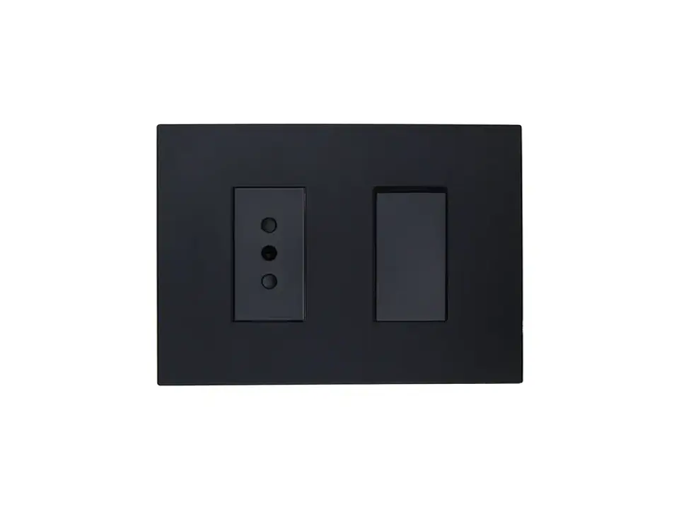 Interruptor simple (9/12) + enchufe simple 10A 250V (negro) 1