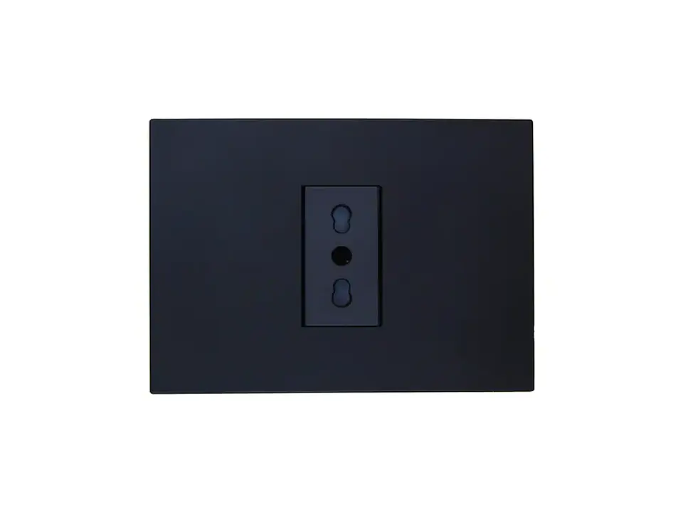 Enchufe simple bipaso 10/16A 250V (negro) 1