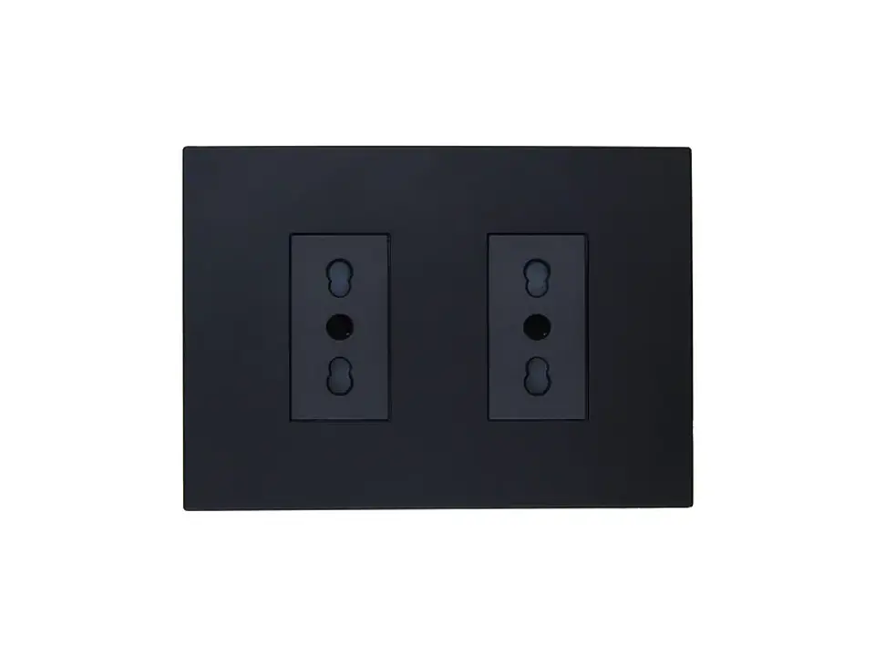 Enchufe doble bipaso 10/16A 250V (negro) 1