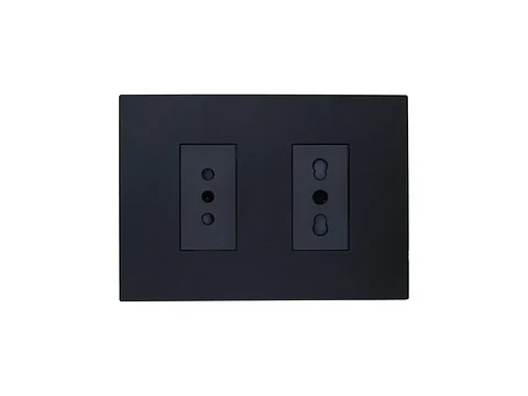 Enchufe simple 10A + enchufe simple bipaso 10/16A 250V (negro)