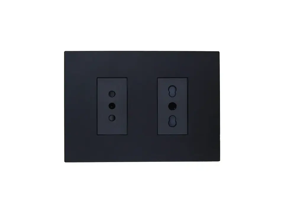Enchufe simple 10A + enchufe simple bipaso 10/16A 250V (negro) 1