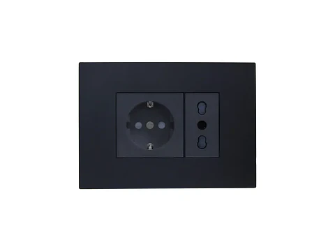 Enchufe schuko + enchufe simple bipaso 10/16A (negro)