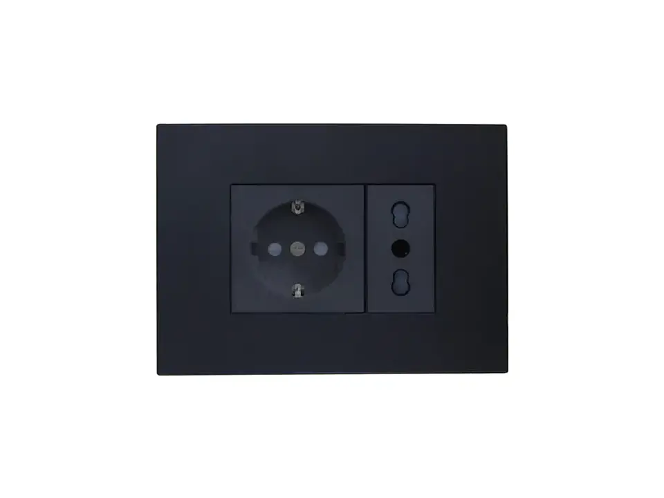 Enchufe schuko + enchufe simple bipaso 10/16A (negro) 1