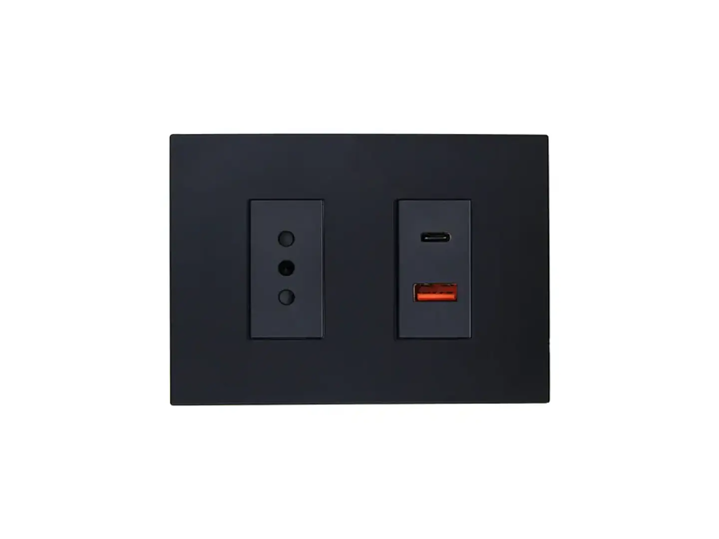 Enchufe simple + toma USB type A Y C (negro) 1