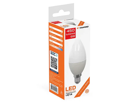 Ampolleta vela 6W 3000K E14