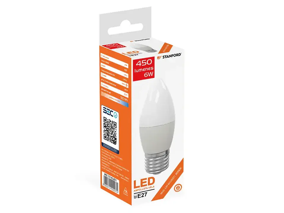 Ampolleta vela 6W 3000K E27 1