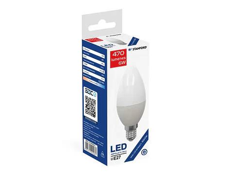 Ampolleta vela 6W 6500K E14