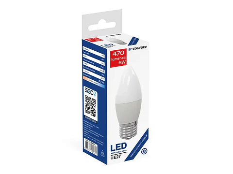 Ampolleta vela 6W 6500K E27