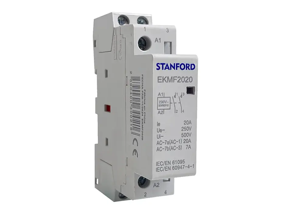 Contactor modular 4P 25A 230V 4NO para riel DIN 1