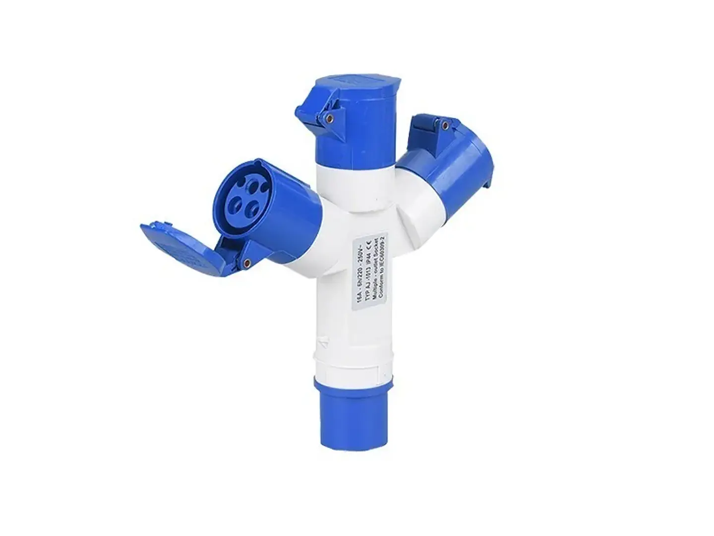 Derivación para enchufe industrial hembras IP44. 16A. 220V 2P+T 1