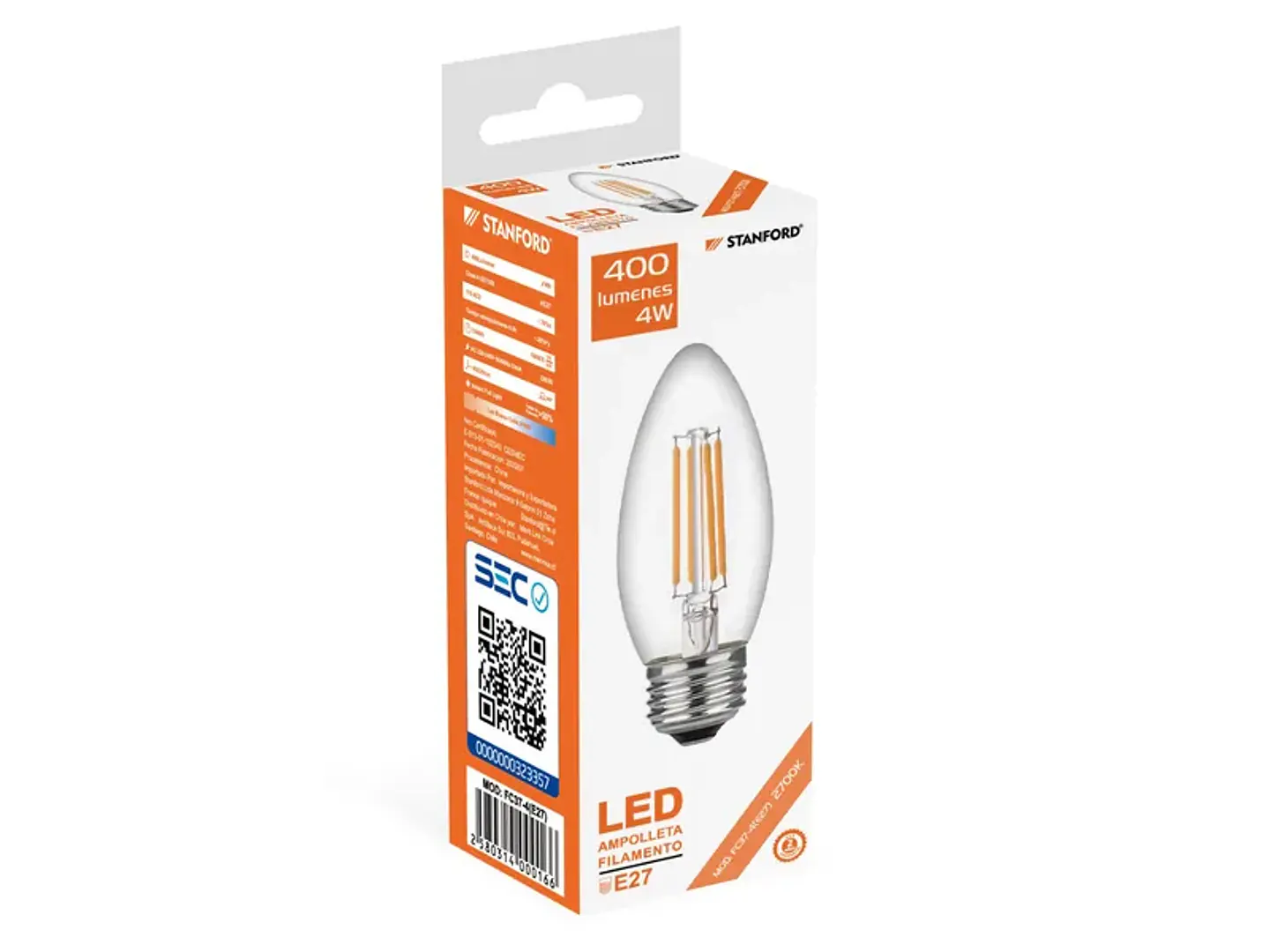 Ampolleta filamento vela 4W 2700K E27 1