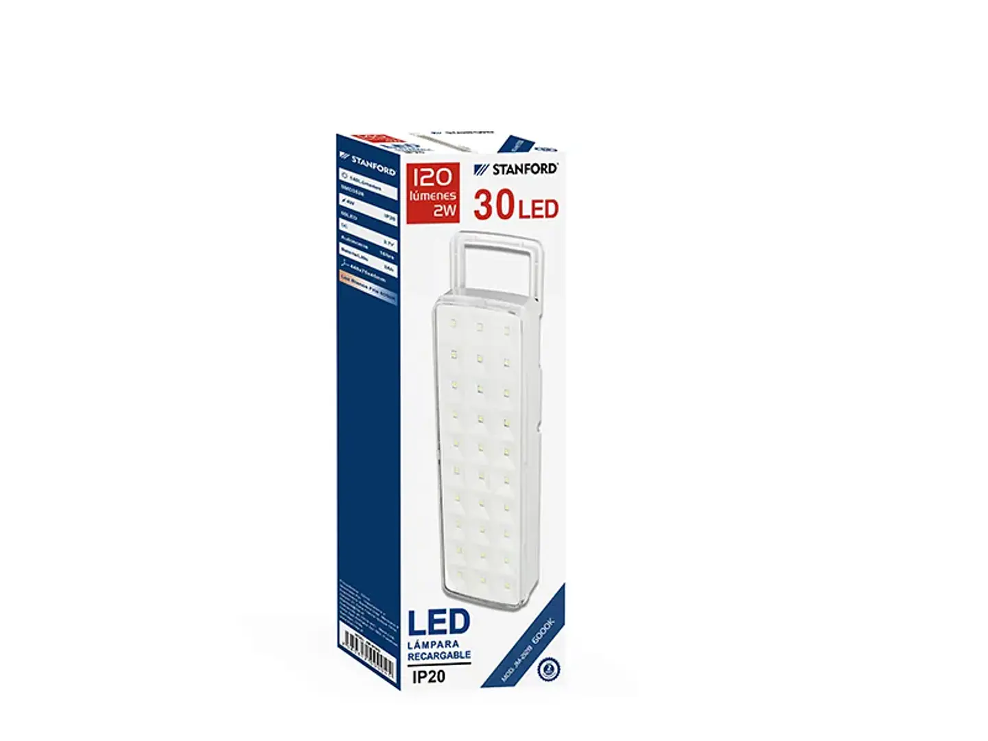 Lámpara recargable 30LED 2W 120 lúmenes IP20 6000K 1
