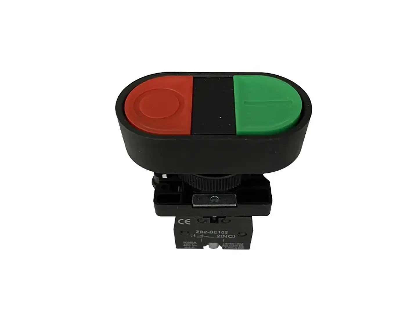 Pulsador doble 22MM., verde/rojo, 1NO+1NC 1