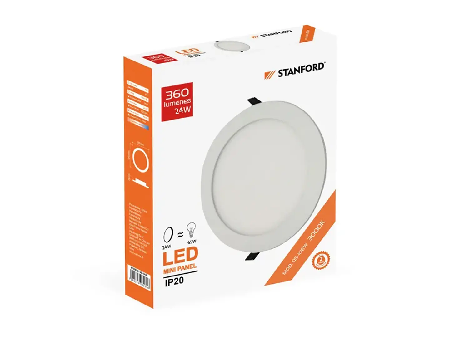 Panel redondo embutido 6W 3000K 1
