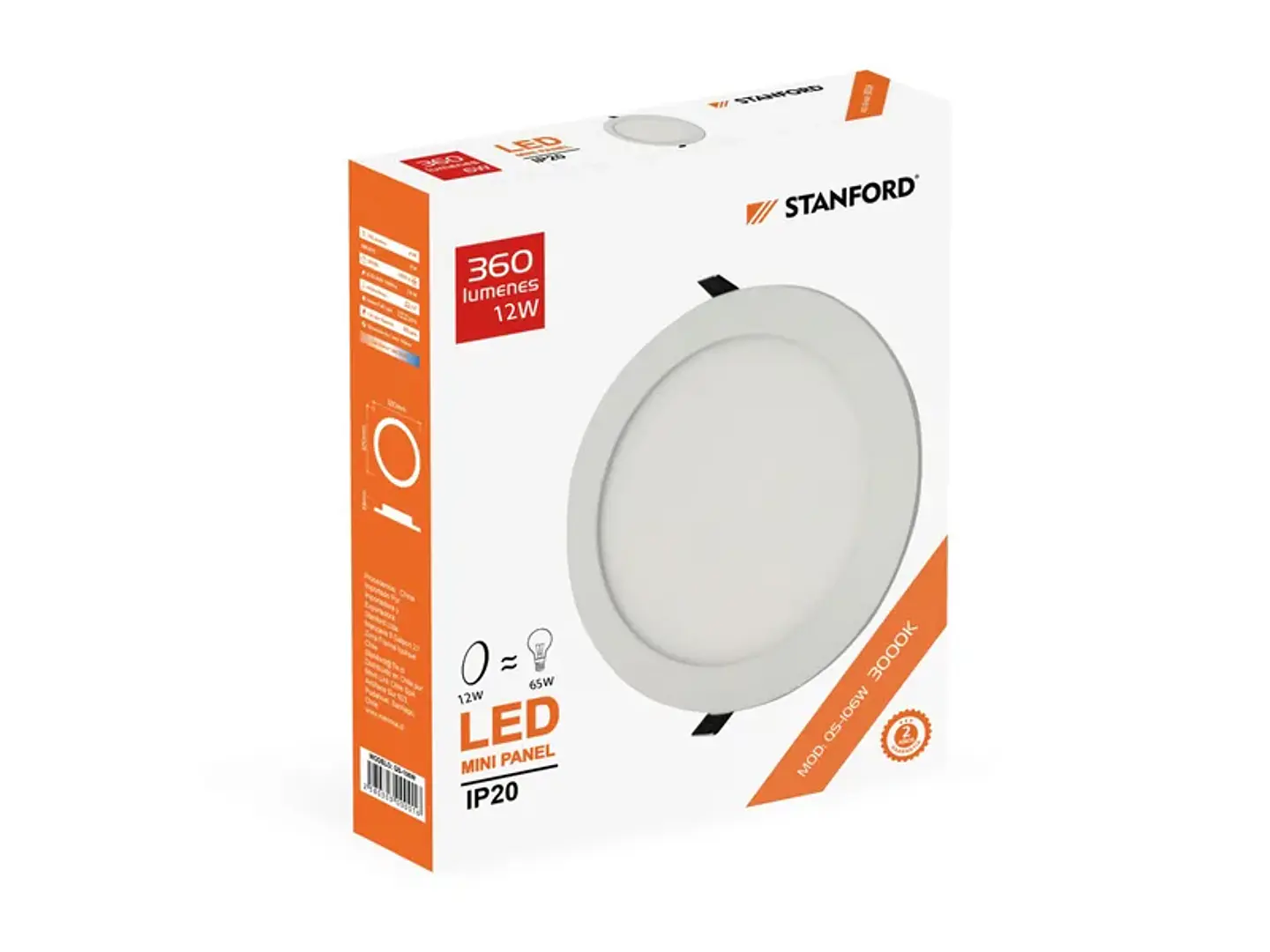 Panel redondo embutido 12W 3000K 1