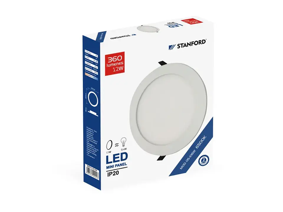 Panel redondo embutido 18W 3000K 1