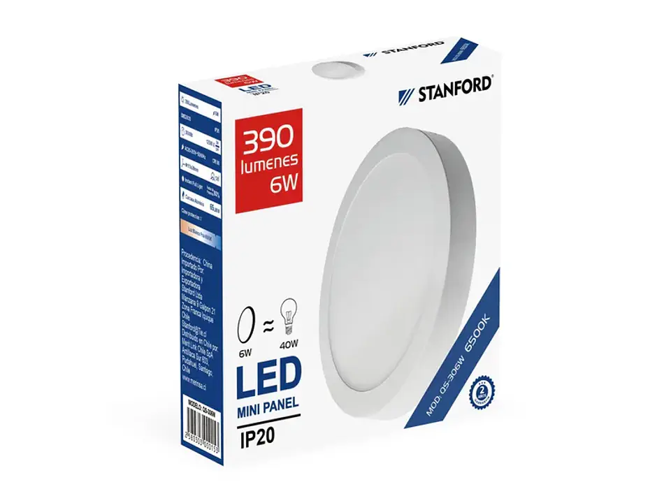 Panel redondo sobrepuesto 6W 6500K 1