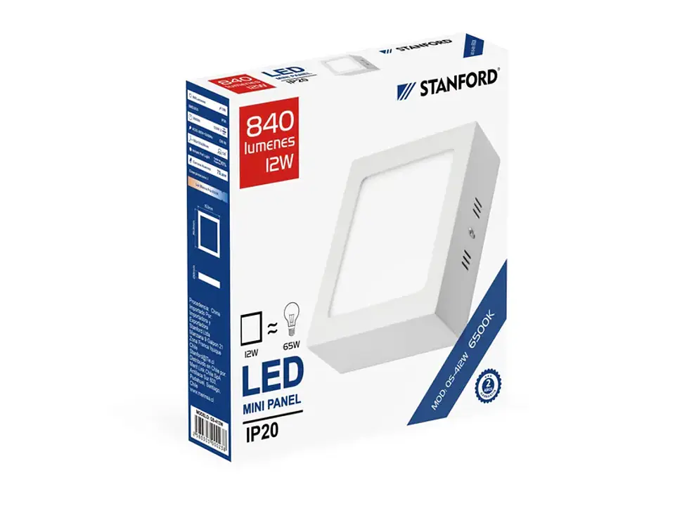Panel cuadrado sobrepuesto 6W 6500K 1