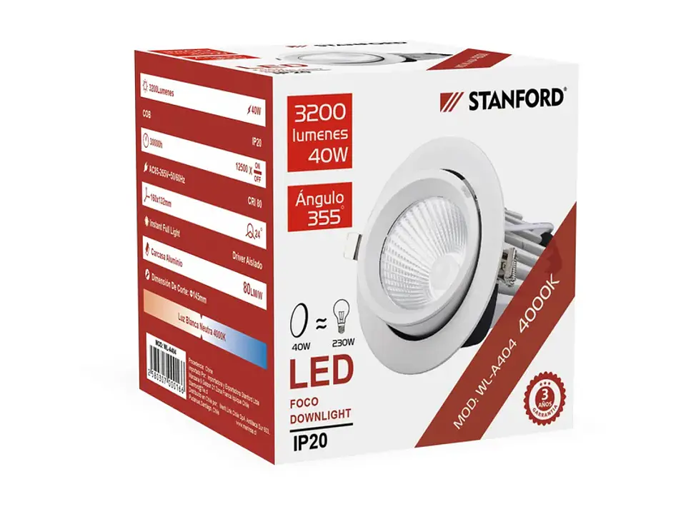 Foco downlight dirigible 40W 4000K 1