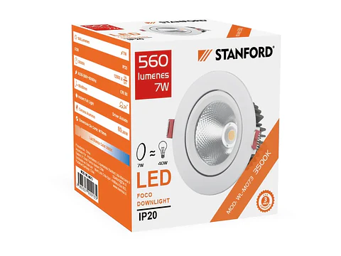 Foco downlight dirigible 12W 3500K (3 años)