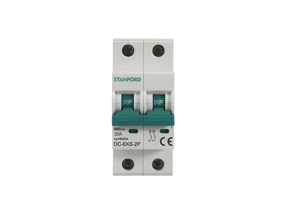 DC mcb 600VDC 6KA 2P 20A 1
