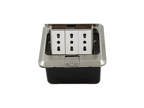 Caja DE piso pop-up metálica 3 enchufes 10/16A