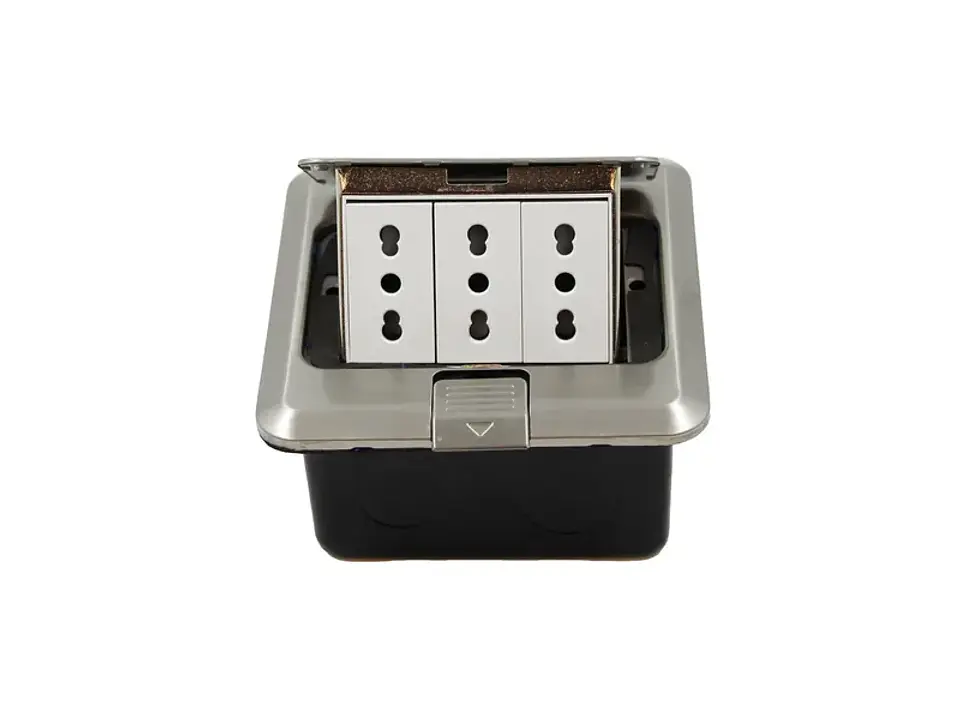 Caja DE piso pop-up metálica 3 enchufes 10/16A 1