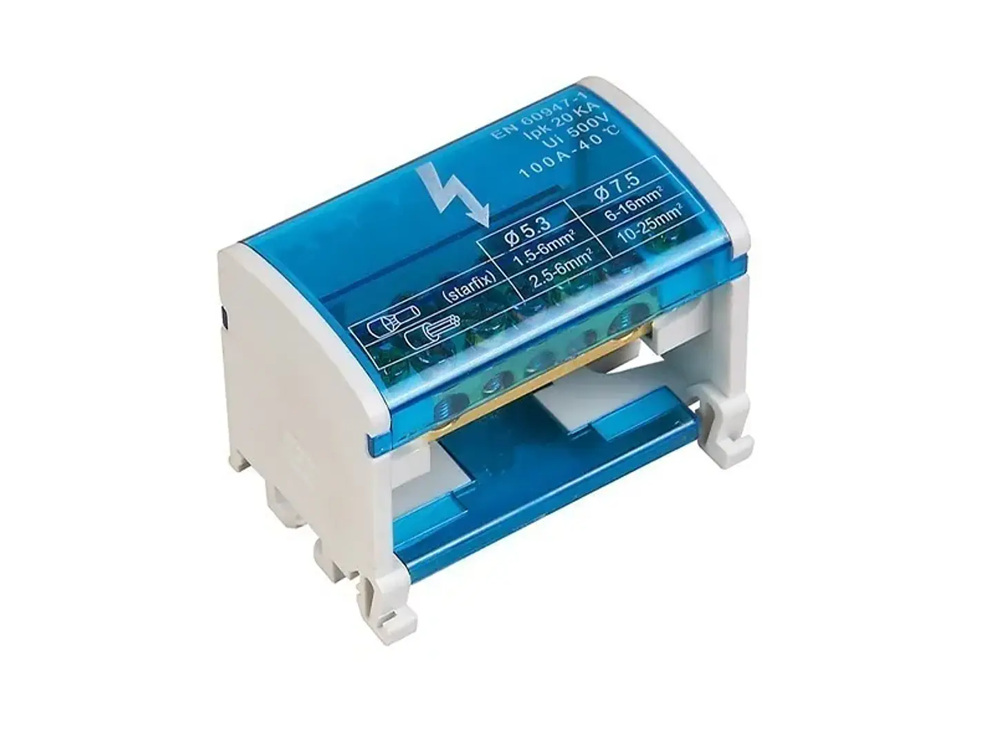 Barra repartidora bipolar 7 polos, 125A, 500VAC, 20KA 1