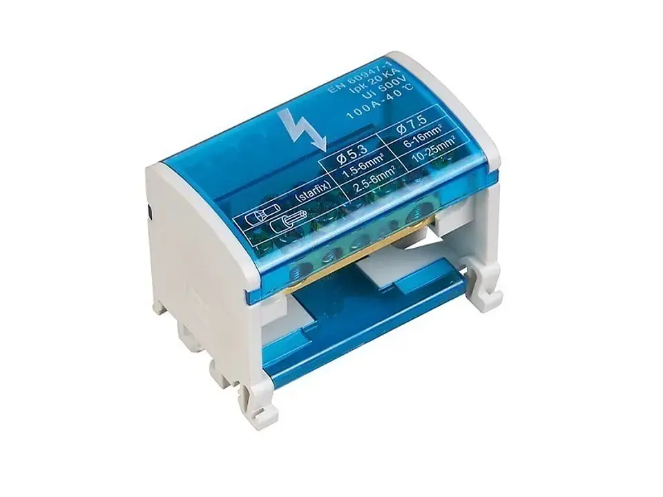 Barra repartidora bipolar 7 polos, 125A, 500VAC, 20KA 1