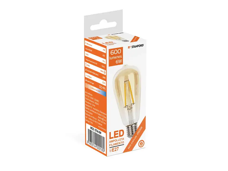 Ampolleta LED vintage 6W 2500K E27 1