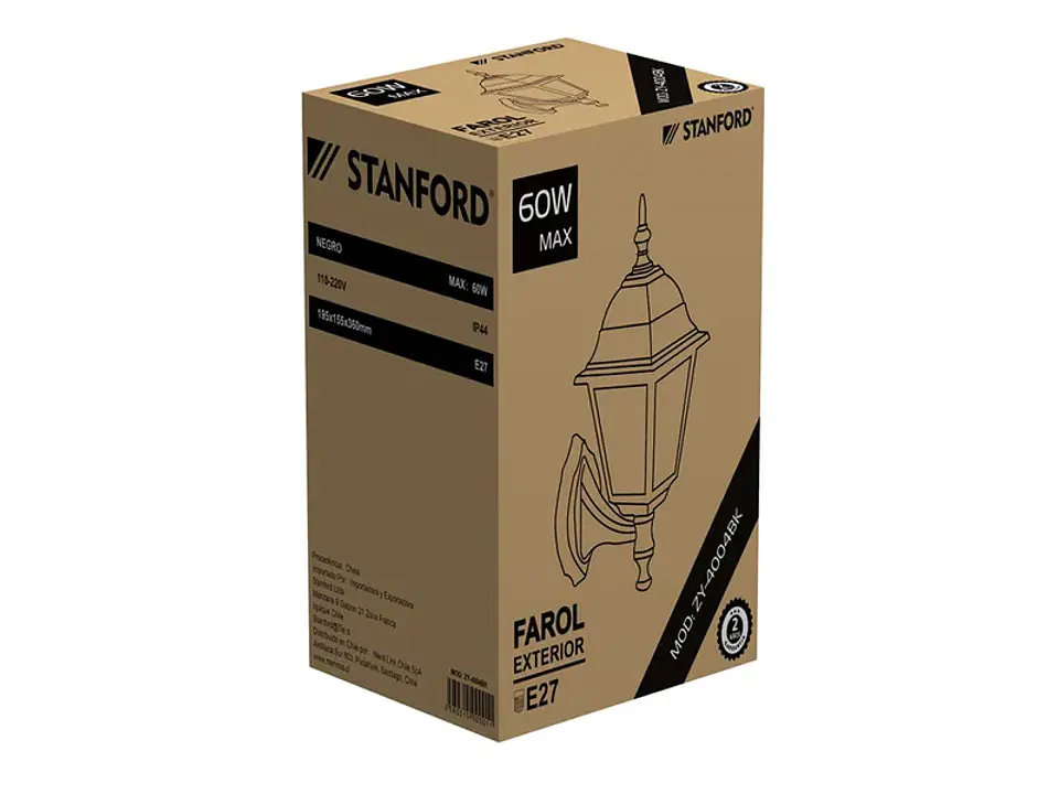 Farol exterior colonial negro 4 caras rosca E/27 max 60W 1