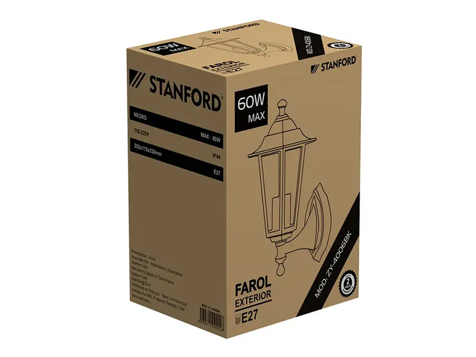 Farol exterior colonial punta redonda negro jardin 6 caras 1