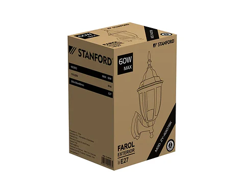 Farol exterior colonial punta negro jardin 6 caras