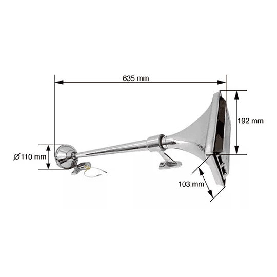 Bocina Aire Cromada 60 cms 24V 150 DB  (Sonido Camión Mack)- COPIAR