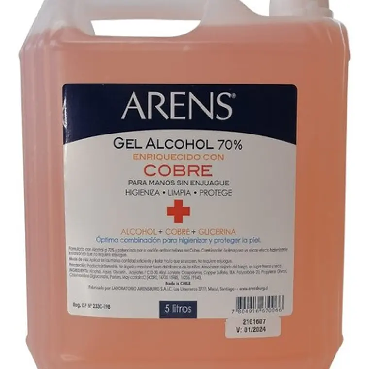 Alcohol Gel con Cobre ARENS | Antibacterial, Rápida Absorción, Sin Residuos 1