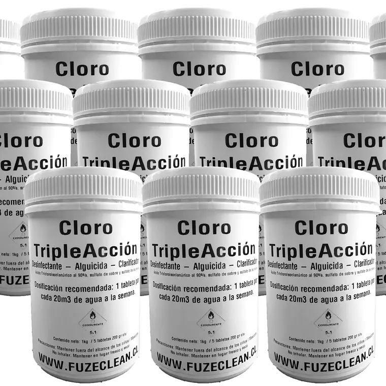  Cloro Triple Acción para Piscina  1kg-5kg-12kg-20kg  | FUZECLEAN 2