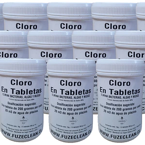  Cloro tableta para piscina Caja 12 kg - FUZECLEAN