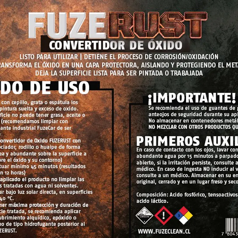 Convertidor de Óxido FUZE RUST | Tratamiento Anticorrosivo 1 y 5 Litros 3