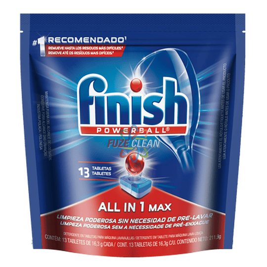 Detergente en Tabletas para Lavavajillas All-in-1 Max 13 UND.- FINISH