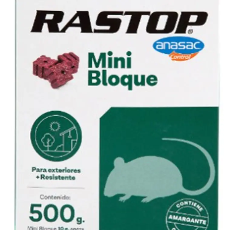 Veneno para Ratones / Raticida RASTOP MINI BLOQUE  ANASAC 2