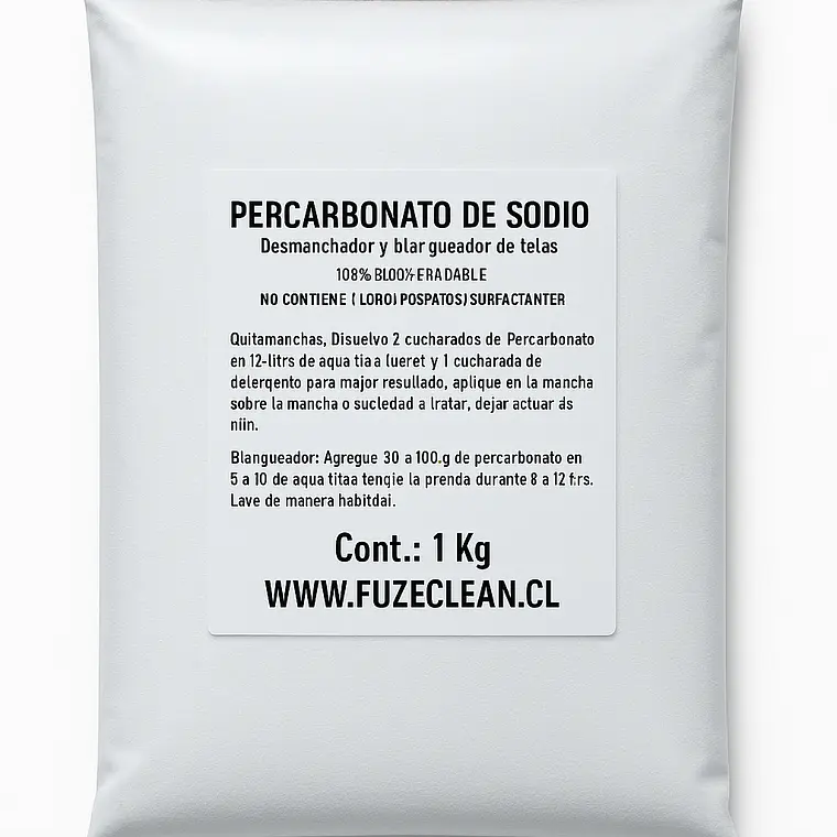 Percarbonato de sodio / Blanqueador y Desmanchador Natural 1kg. RECARGA 1