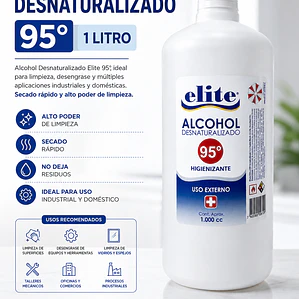 Alcohol Desnaturalizado 95° Elite 1 Litro | Limpieza y Uso Industrial