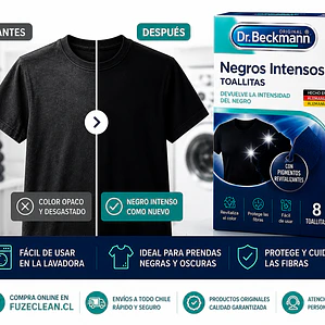 Dr. Beckmann Negros Intensos 8 Toallitas | Recupera el Color de tu Ropa Negra