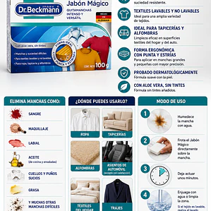 Dr. Beckmann Jabón Mágico 100 g | Quitamanchas Intenso y Versátil